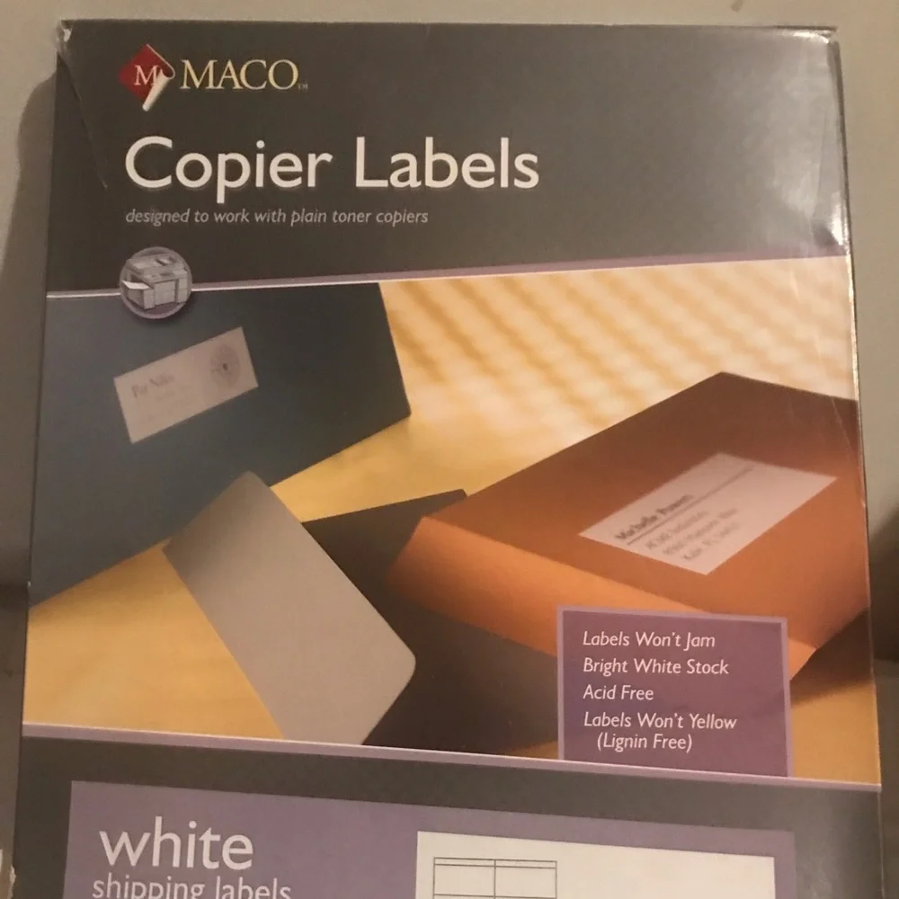 MACO Copier White Shipping Labels, 2